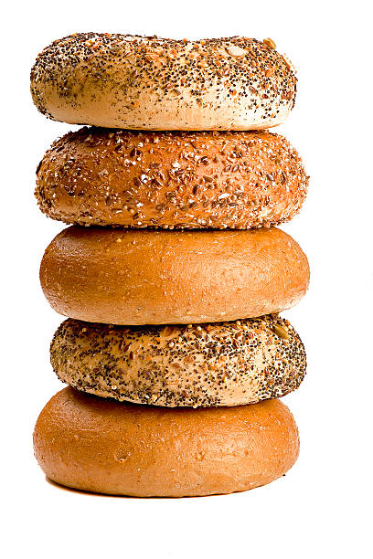 pile of bagels stock photo