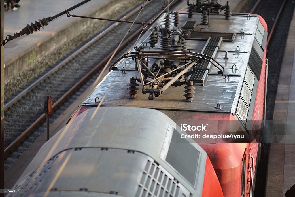 Run in Train at central station Train at central station Cable Stock Photo