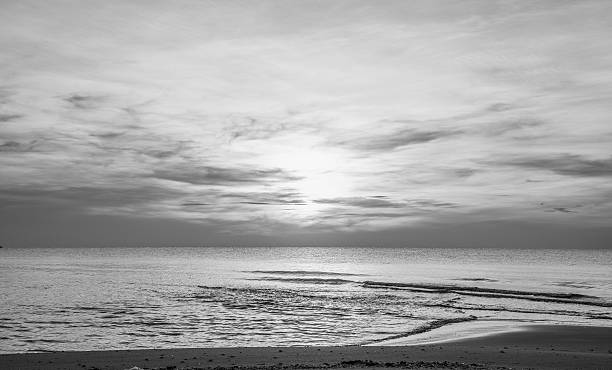 istock Sky, water and shore in the evening paint. Monochrome 516427186