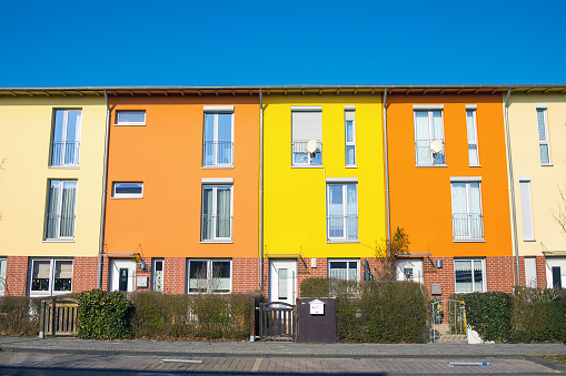Colorful terraced housing seen in Berlin,  Germany