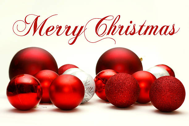 istock Holiday Decorative Bulbs Scattered with Text Merry Christmas 516439753