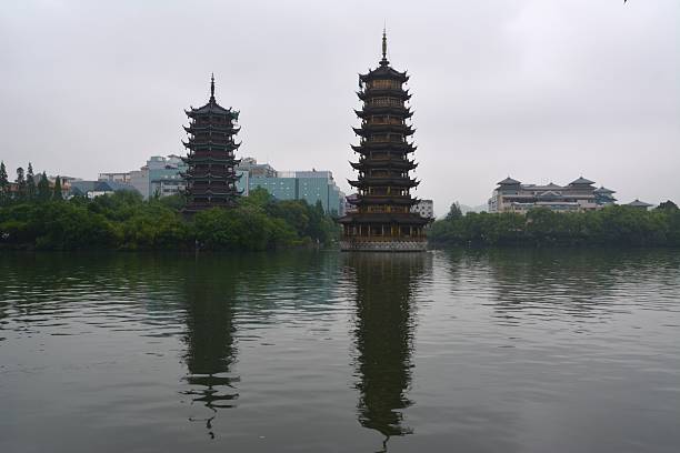 istock Sun and Moon Twin Pagodas, Guilin - China 516441833