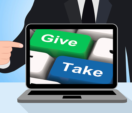Give Take Computer Showing Generous And Selfish