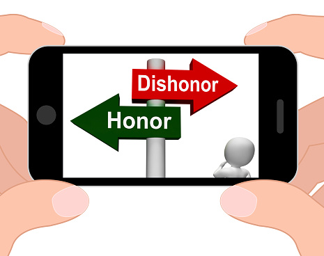 Dishonor Honor Signpost Displaying Integrity And Morals