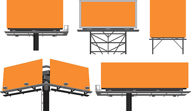 Outdoor billboards' constructions. Empty outdoor billboards, different constructions. billboard stock illustrations