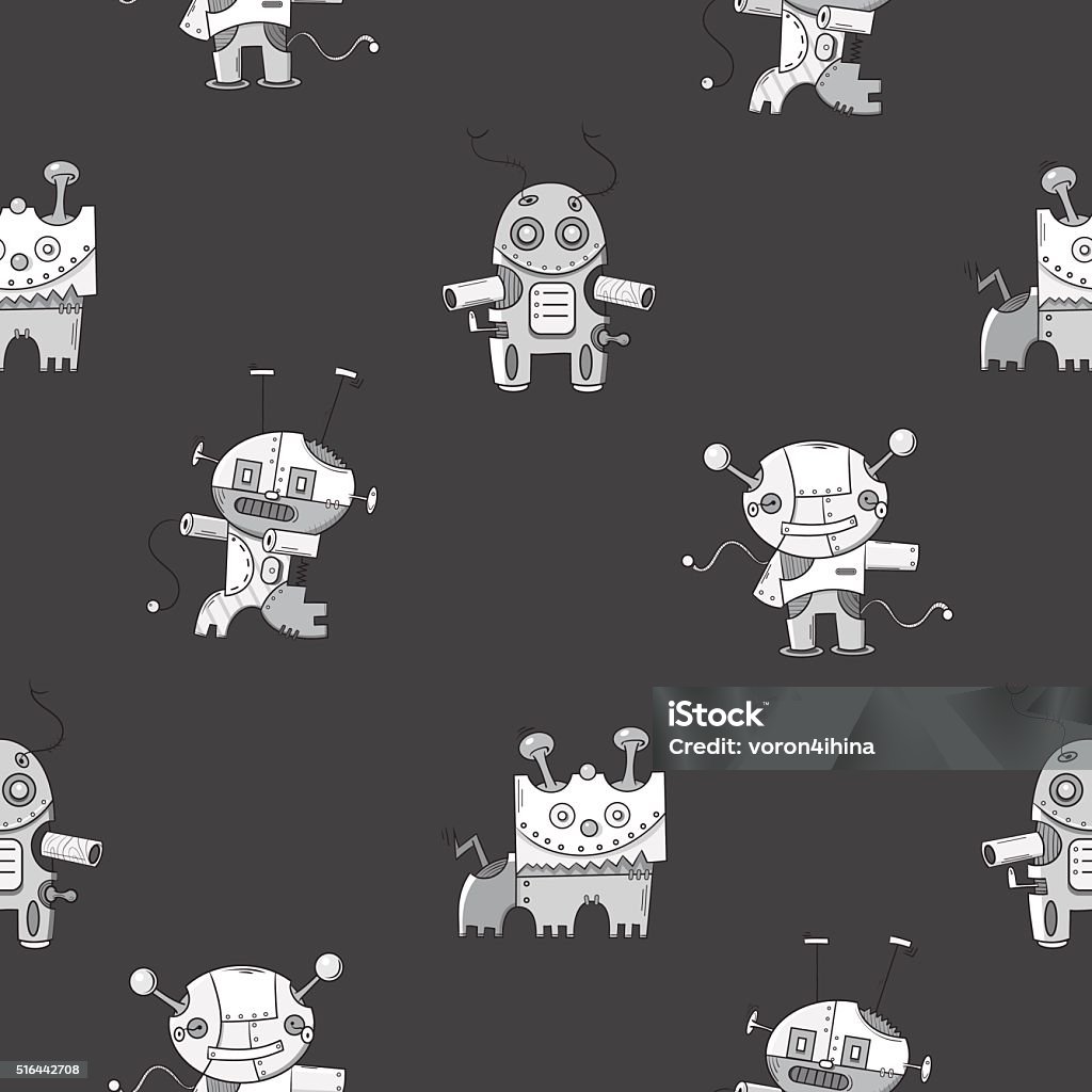 Collection Patterns Robot Pattern With Robots Stock Illustration - Download Image Now - Alien ...