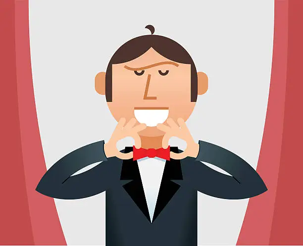 Vector illustration of Man straightening his tie