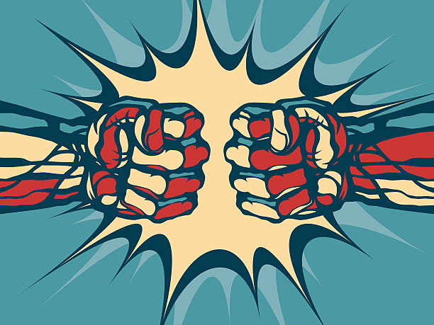 Fist Fight Stock Illustration - Download Image Now - Fist Bump, Boxing -  Sport, Cartoon - iStock