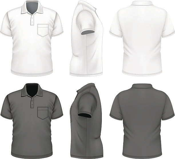 herren polo-shirt-design-vorlage - polo shirt shirt clothing textile stock-grafiken, -clipart, -cartoons und -symbole