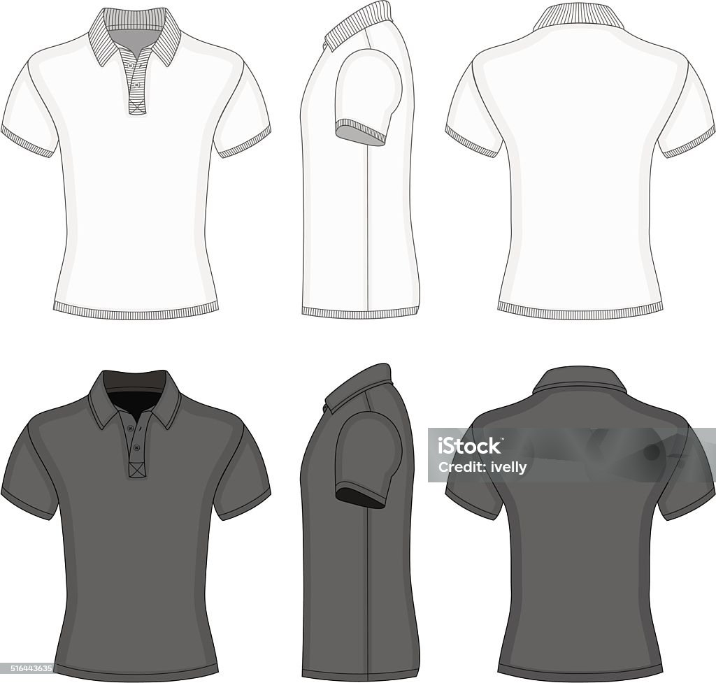 Men's  polo shirt and t-shirt design templates Men's white and black short sleeve polo shirt and t-shirt design templates. Vector illustration Black Color stock vector