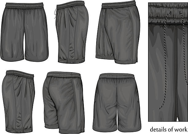 남성용 블랙 스포츠 단락. - cycling shorts stock illustrations