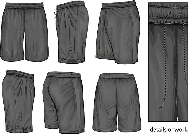 Men's black sport shorts. Men's black sport shorts. Vector illustration. Spot colors only. shorts stock illustrations