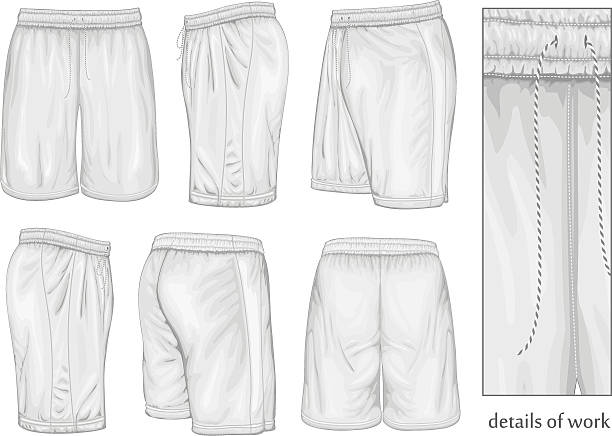 męskie biały sport shorts. - child basketball uniform sports uniform stock illustrations