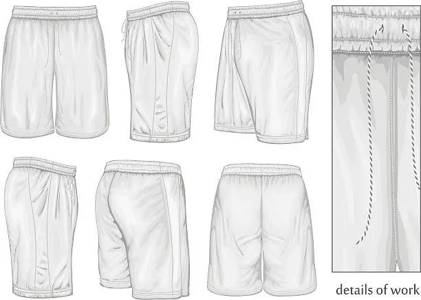 Vector illustration of Men's white sport shorts.