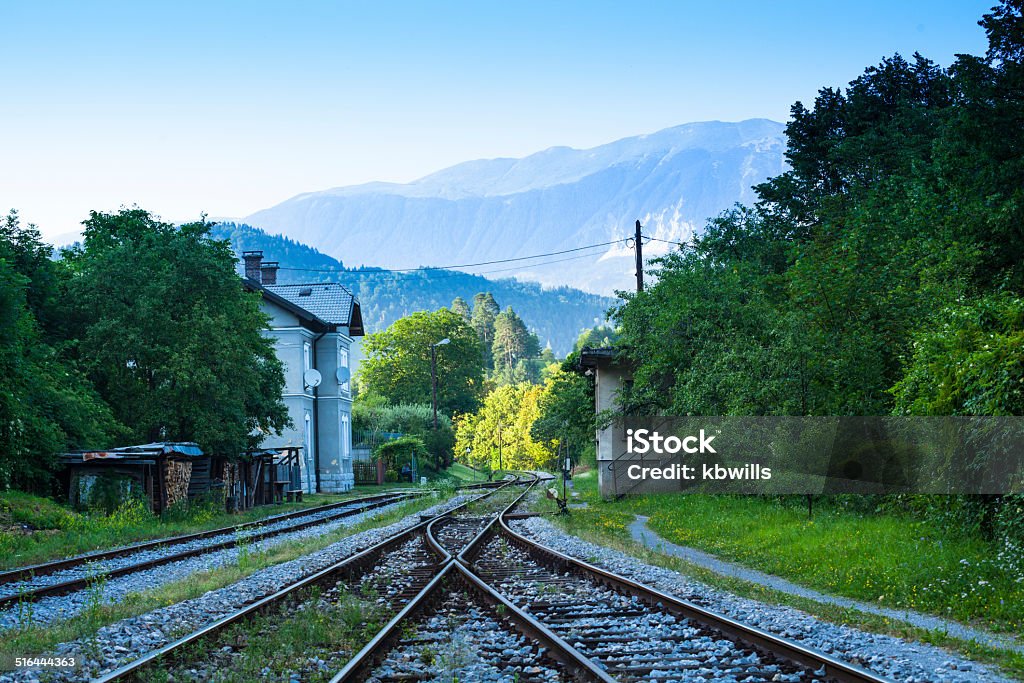 old neglected railway track and signal box  in Bled Slovenia Bled - Slovenia Stock Photo