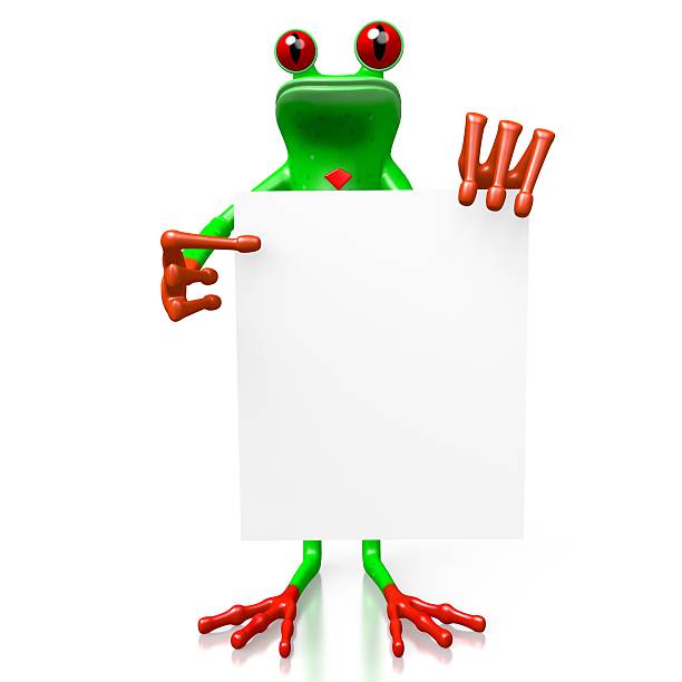 istock 3D frog and piece of paper 516444828
