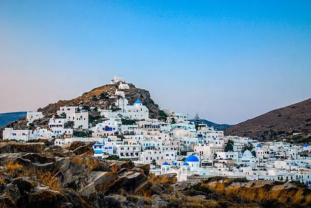 The main town of Hora on the Greek island of Ios.