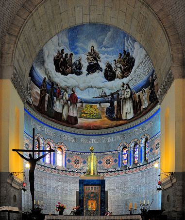 A religious mosaics on the walls of Sant'Apollinare in Classe at Ravenna, Italy