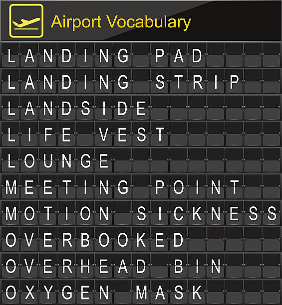 Airport Vocabulary on airport boarding Airport Vocabulary on airport boarding oxygen mask plane stock illustrations