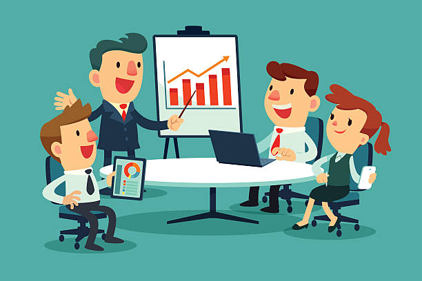 Bussiness Meeting Stock Illustration - Download Image Now - Cartoon,  Happiness, Office - iStock