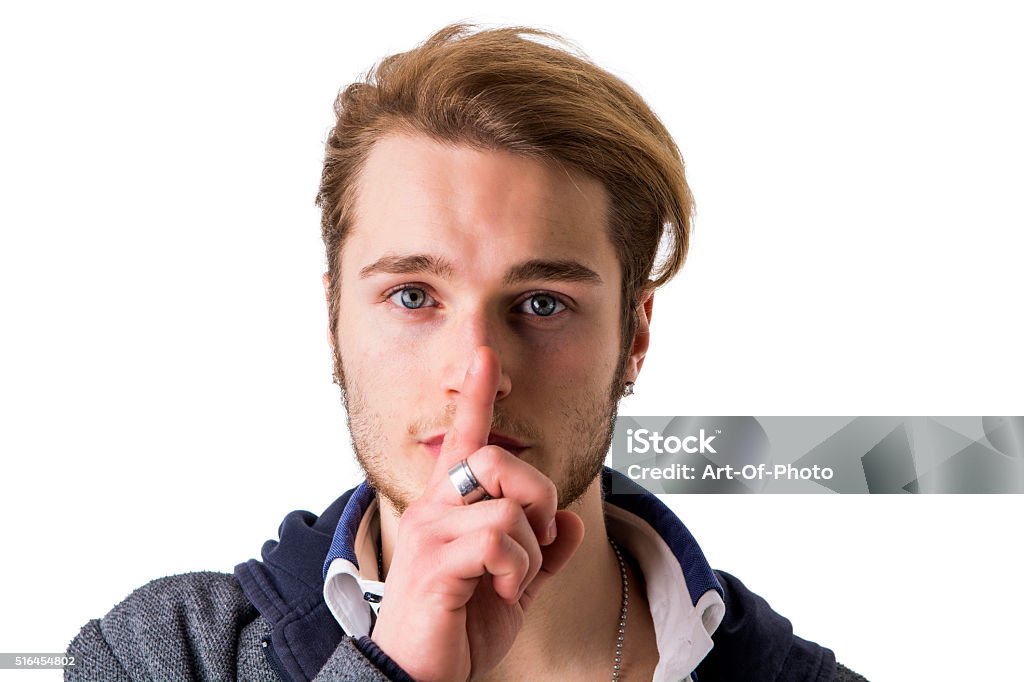 Attraktive junge Mann Gestikulieren Maismehl oder Stille - Lizenzfrei Blaue Augen Stock-Foto