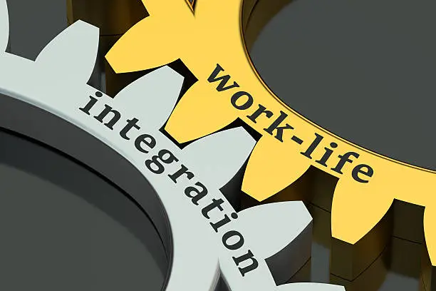 Photo of work-life integration concept on the gearwheels