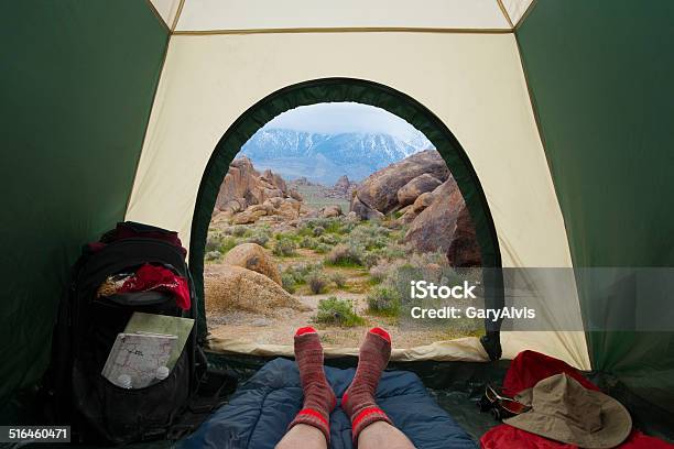 View Of Alabama Hills Californialooking Out Of A Backpacking Tent Stock Photo - Download Image Now