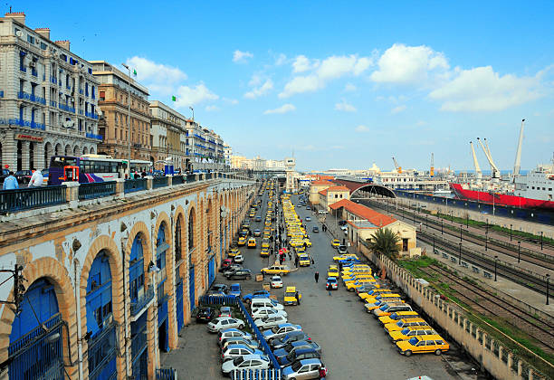 Algiers, Algeria - January 22, 2008: taxis wait for clients from the train station