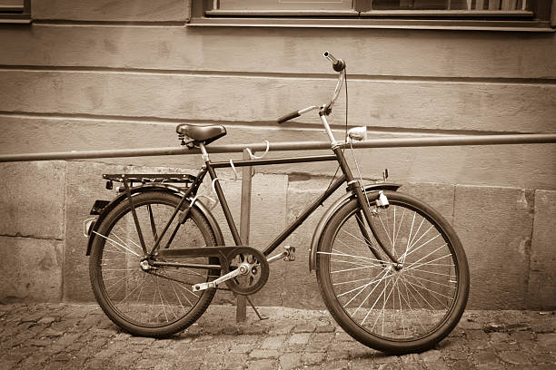 Classic vintage retro city bicycle in Stockholm, Sweden