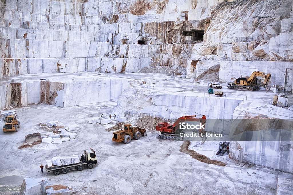 Marble Quarry. Carrara. Beautiful white mountain above Carrara - in northern Tuscany.   Marble - Rock Stock Photo