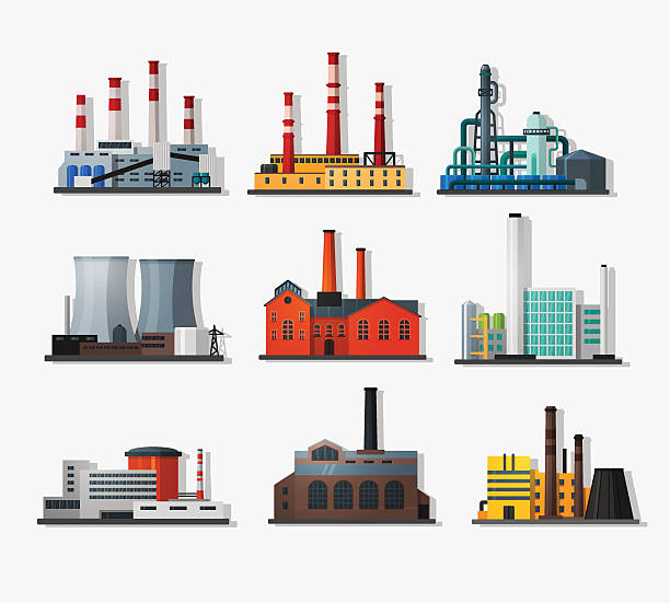 elektrownie - computer icon symbol oil industry power station stock illustrations