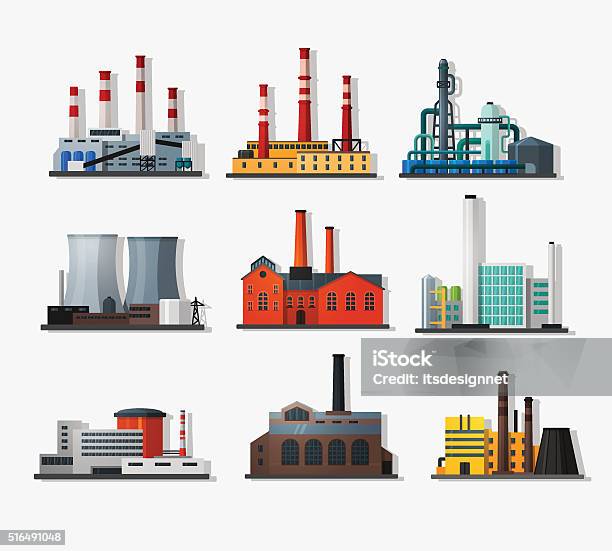 Power Plants Stock Illustration - Download Image Now - Factory, Refinery, Icon Symbol