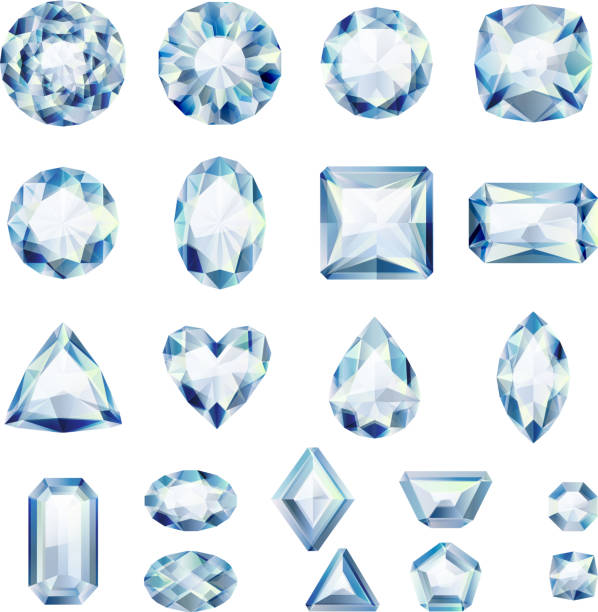 ilustraciones, imágenes clip art, dibujos animados e iconos de stock de juego de realista blanco jewels. diamantes aislados - brillante ilustraciones