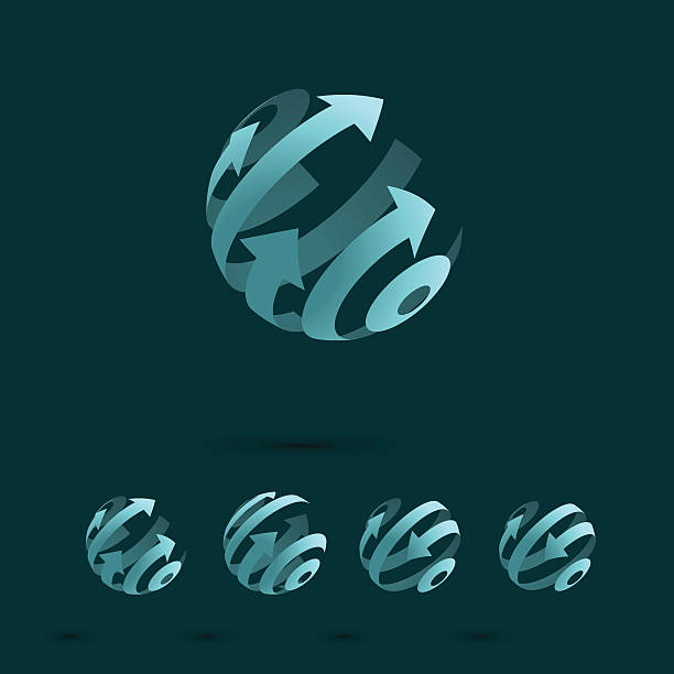 Set of Abstract Globe Logo Elements vector art illustration