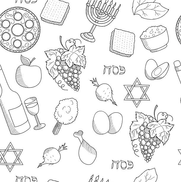 Passover symbols seamless vector pattern EPS 10 vector illustration for design passover stock illustrations