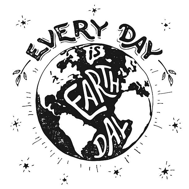 jeder tag ist erde tag feiertags-illustration - earth day banner placard green stock-grafiken, -clipart, -cartoons und -symbole