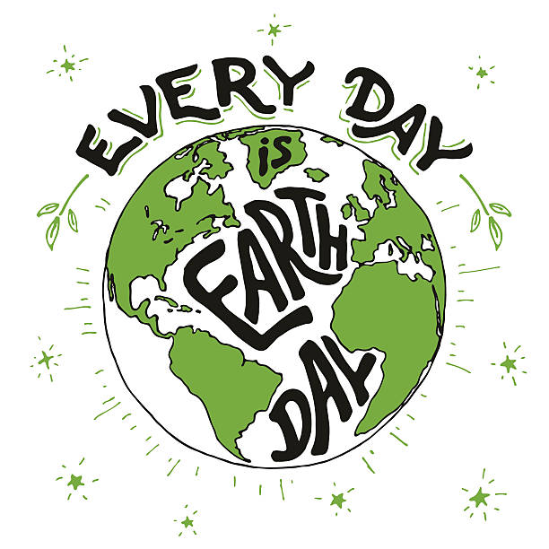 jeder tag ist erde tag feiertags-karte - earth day banner placard green stock-grafiken, -clipart, -cartoons und -symbole