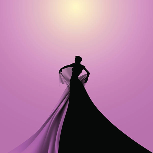Silhouette of Opera Singer vector art illustration