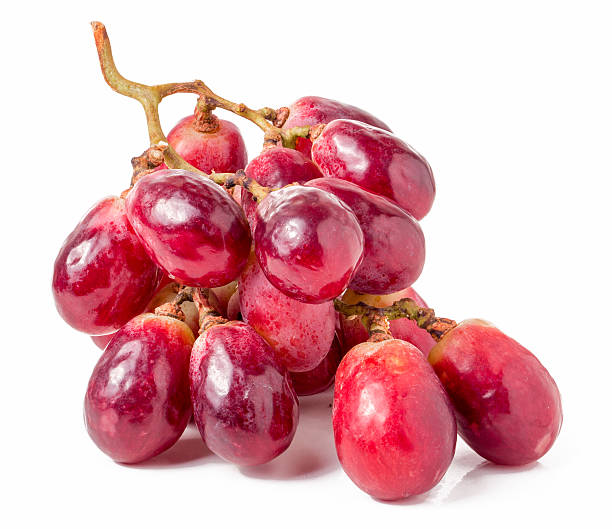 istock Ripe red grapes isolated on white background 516496452