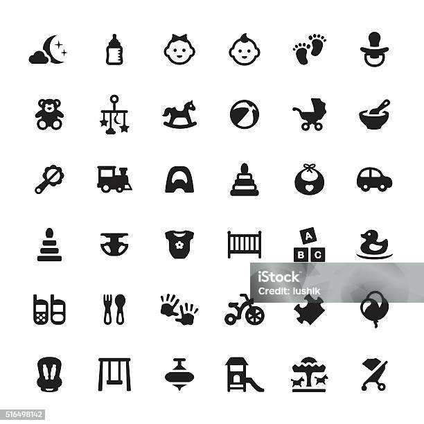 Babies Vector Symbols And Icons Stock Illustration - Download Image Now - Baby - Human Age, Toy, Child