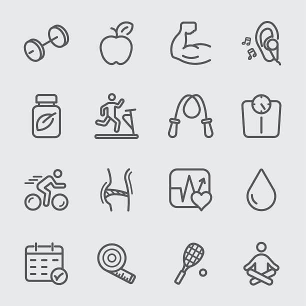 ilustrações de stock, clip art, desenhos animados e ícones de fitness icon 1 linha - transportation symbol computer icon icon set