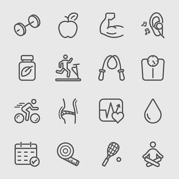 фитнес-линии значок 1 - computer icon symbol bicycle backgrounds stock illustrations