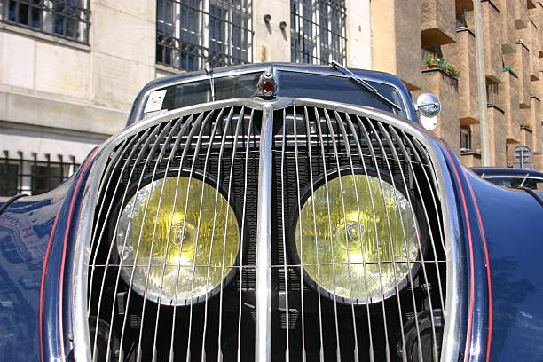 старый классический автомобиль peugeot 402 на улице - peugeot car french culture france стоковые фото и изображения
