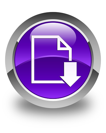 Download document icon glossy purple round button