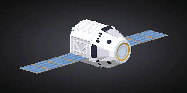 Vector illustration of Low poly modern reusable spaceship