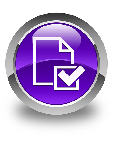 Checklist icon glossy purple round button