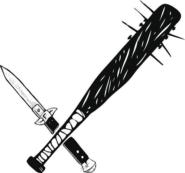 палка и лезвия - knife weapon switchblade dagger stock illustrations