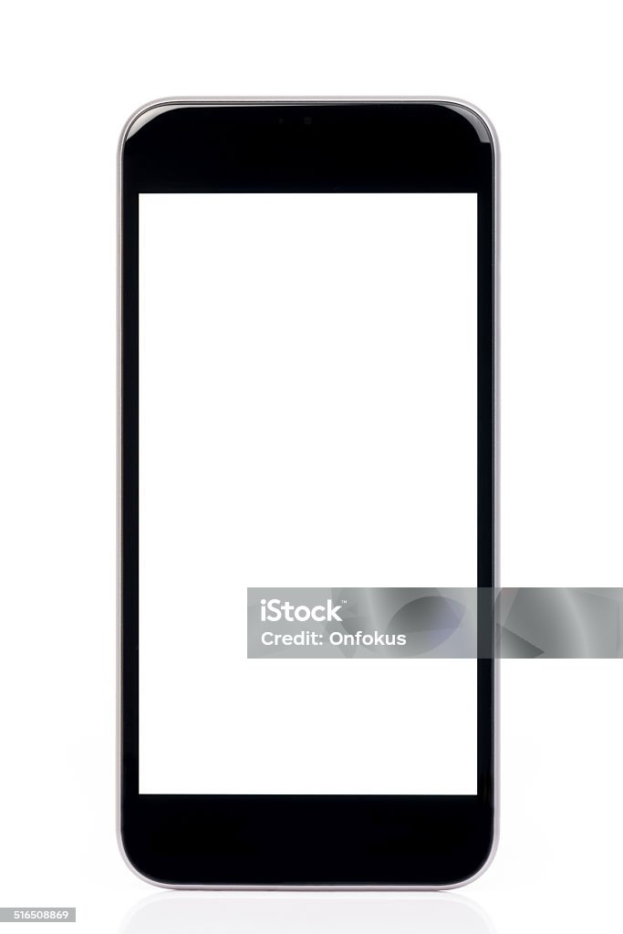 Black Smartphone White Screen Isolated on White Background Smartphone With White Screen Advertisement Stock Photo