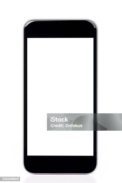 Black Smartphone White Screen Isolated On White Background Stock Photo - Download Image Now