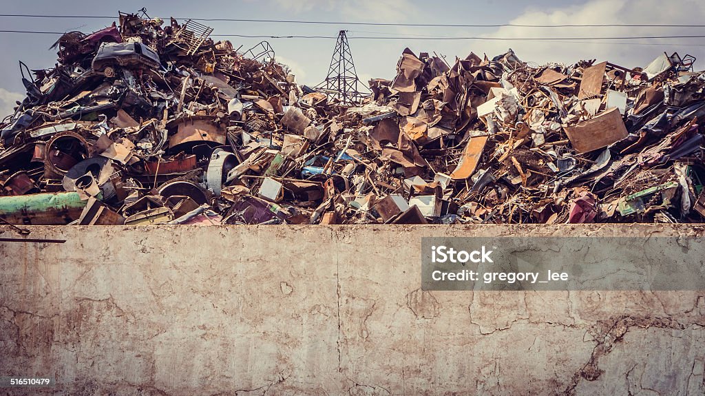 Scrap Huge pile of scrap metal junk garbage. Toned picture Alloy Stock Photo